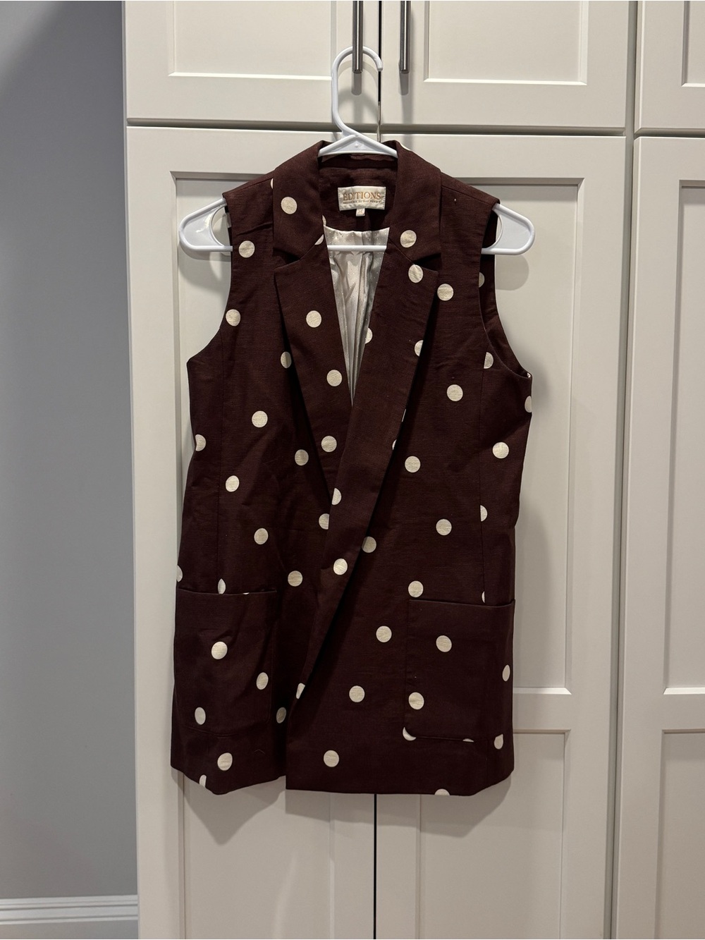 Sézane Martina Polka Dot Blazer Vest - Brown / White